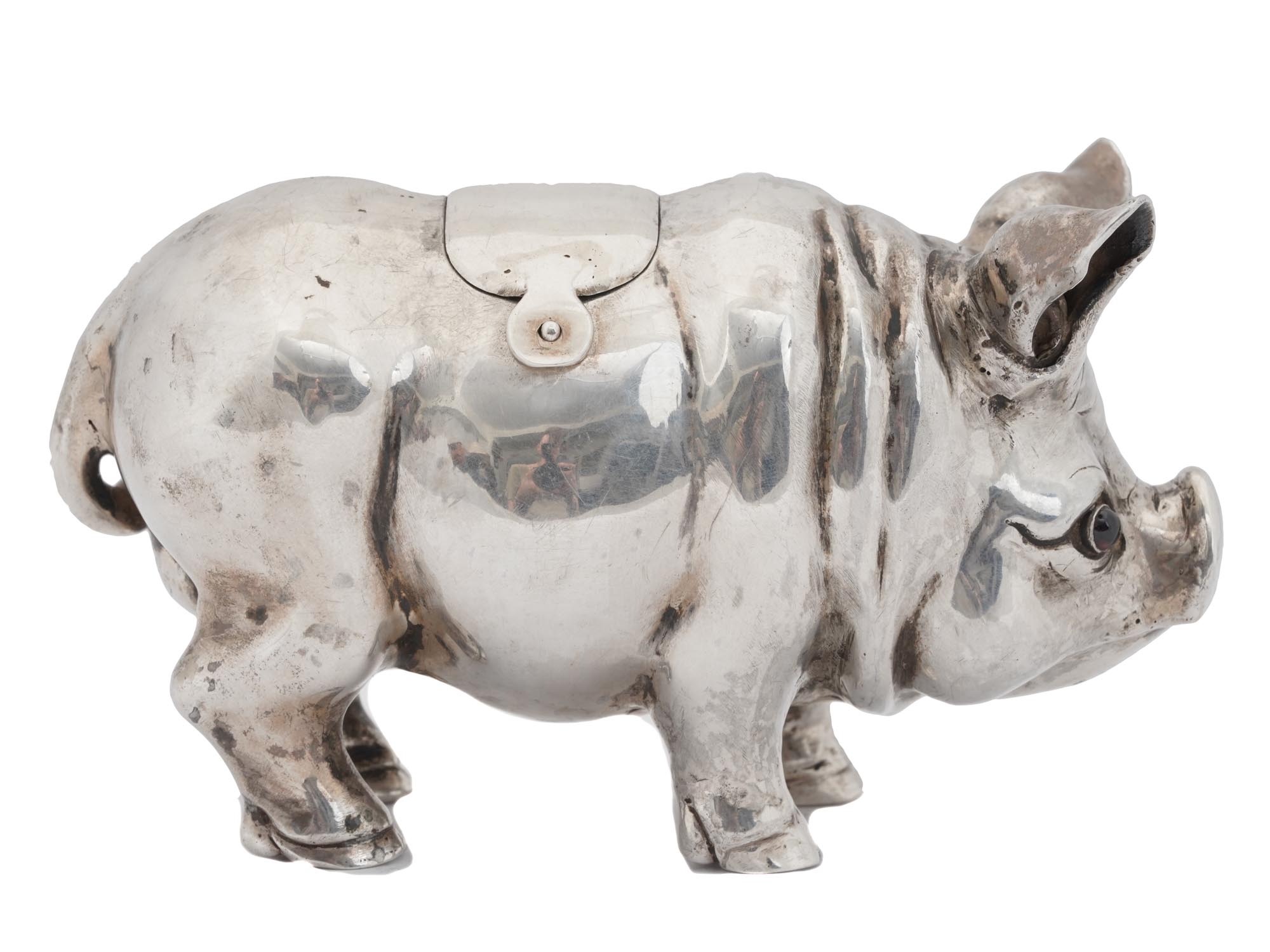 RUSSIAN 84 SILVER PIG FIGURAL SPICE CONTAINER PIC-4